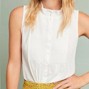 Anthropologie Akemi + Kin Christine Ruffled Top Sleeveless Shirt size XL